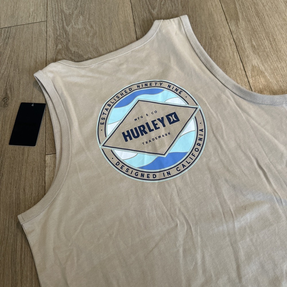 Hurley Beige Tank Top with Blue Logo
